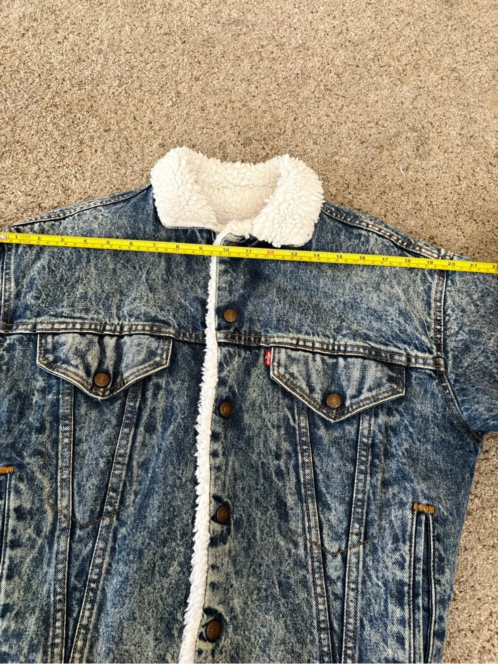 Vintage Levi’s Men's Blue Sherpa-Lined Denim Jacket Made in USA size L - Picture 10 of 13